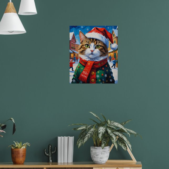 Affiche Chat de Noël à Santa Hat (Salon 1)