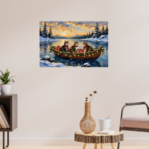 Affiche Chat de Noël Bateau Maine Coon Fêtes