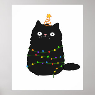 Affiche Chat de Noël Cute Kawaii