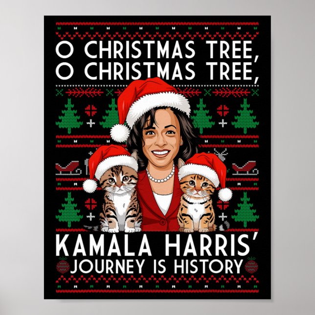 Affiche Chat de Noël Dames pour Kamala Père Noël Orament P (Devant)