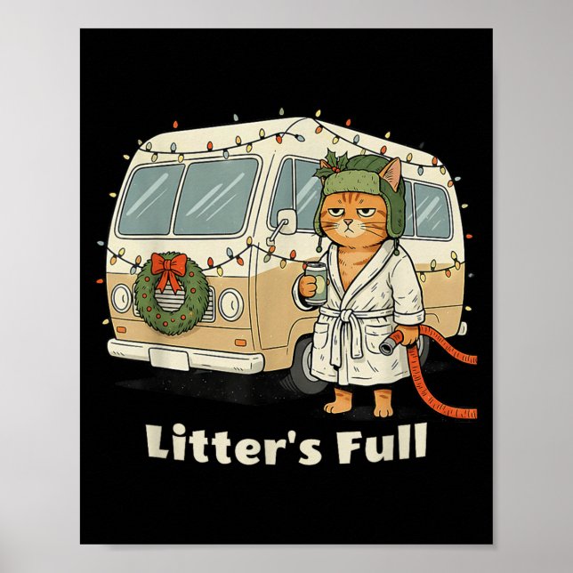 Affiche Chat de Noël de Litter, Kitty de Noël drôle (Devant)