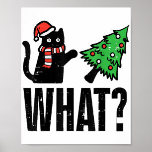 Affiche Chat de Noël faisant tomber l'arbre de Noël Amusan