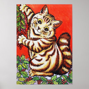 Affiche Chat de Noël, Louis Wain