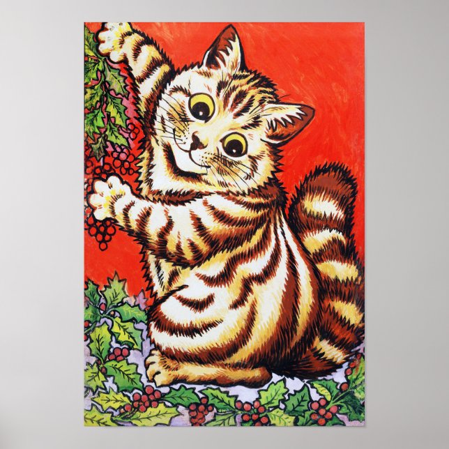 Affiche Chat de Noël, Louis Wain (Devant)
