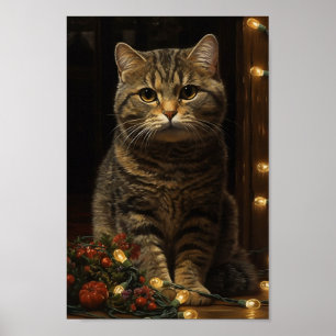 Affiche Chat de Noël mignon