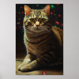 Affiche Chat de Noël mignon