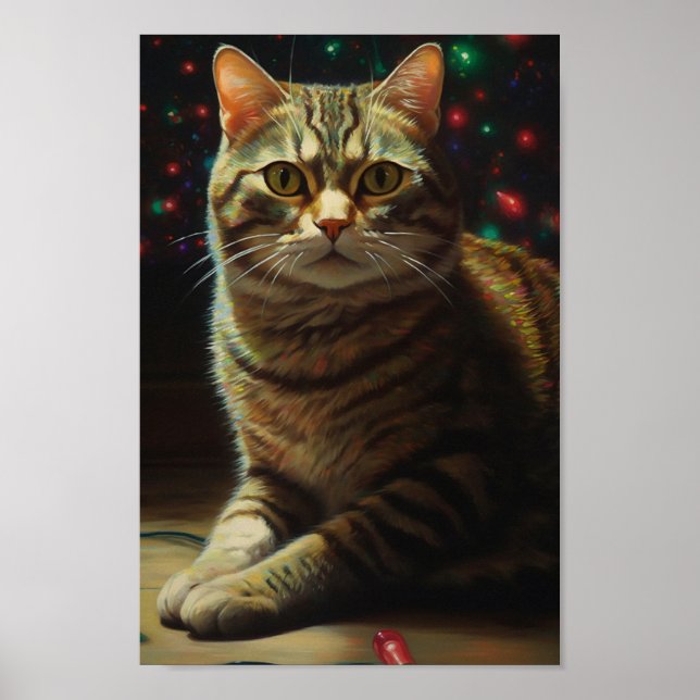 Affiche Chat de Noël mignon (Devant)
