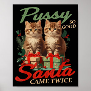 Affiche Chat de Noël osé chat vilain drôle blague canular 