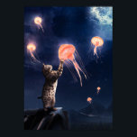 Affiche Chat de nouveauté et méduse volante Surréalisme Ar<br><div class="desc">Photoshop manipulation nouveauté Chat & méduse volante surréalisme art pour les amateurs de chats!</div>