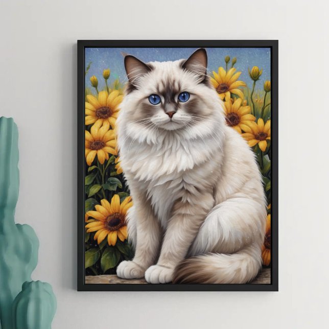 Affiche Chat de poupée avec Fleurs Animaux de compagnie (Créateur téléchargé)