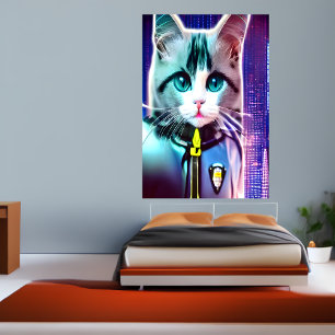 Affiche Chat de poupée en uniforme de police   AI Art Post