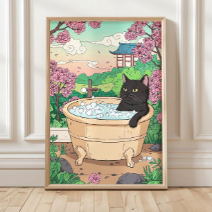 Affiche Chat de salle de bain dans la baignoire - Œuvre d'