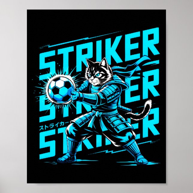 Affiche Chat de samouraï unique pour les fans de football  (Devant)