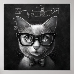 Affiche Chat de Schrödinger - noir et blanc
