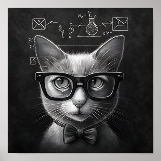 Affiche Chat de Schrödinger - noir et blanc