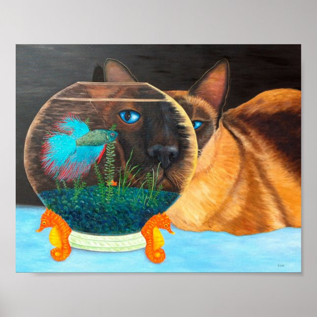 Affiche Chat de Siamese et Betta Fish (Devant)