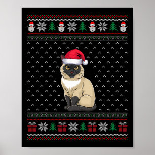 Affiche Chat de Siamese portant le chapeau de Santa Hat Ug