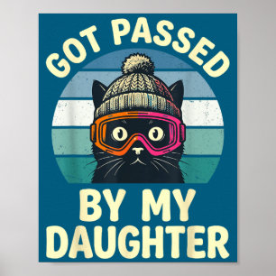 Affiche Chat de ski Rétro Vintage Fait du pédalage par ma