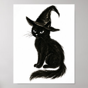 Affiche Chat de sorcière – Illustration d'Halloween à l'en