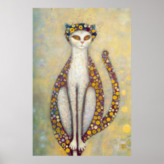 Affiche Chat De Style Gustav Klimt, Art Nouveau