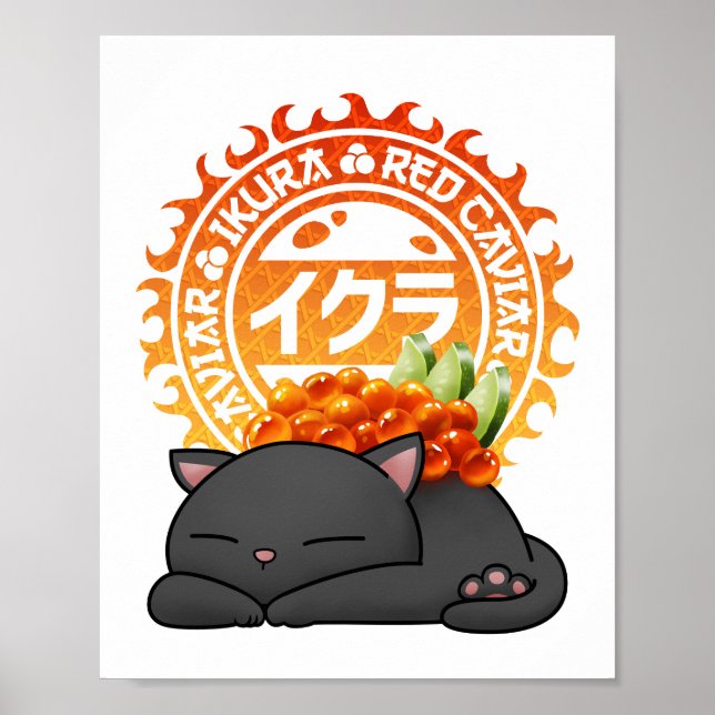 Affiche Chat de Sushi Roe Saumon Ikura (Devant)
