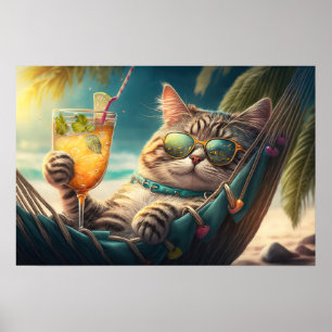 Affiche Chat de vacances