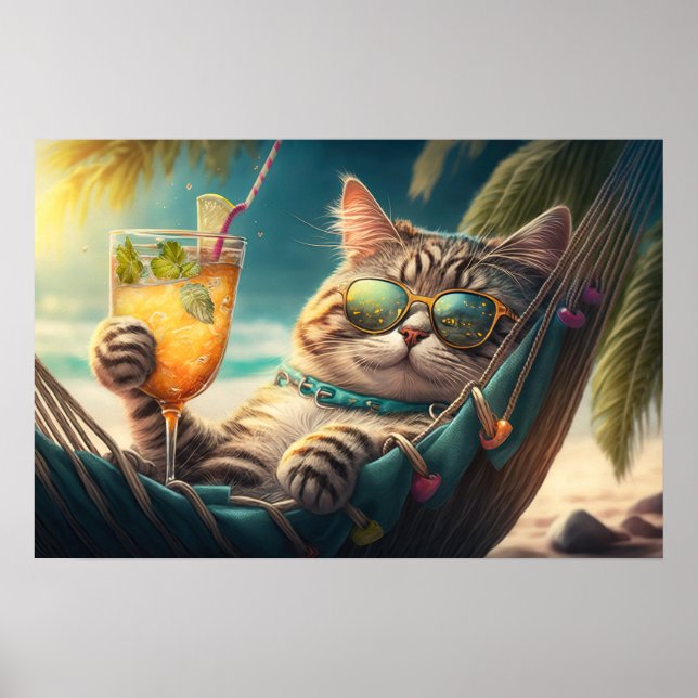 Affiche Chat de vacances (Devant)
