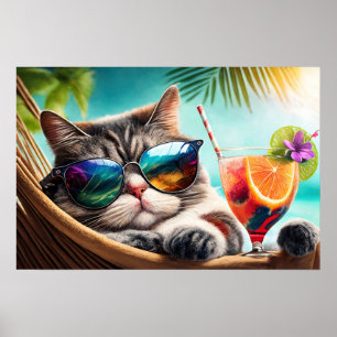 Affiche Chat de vacances