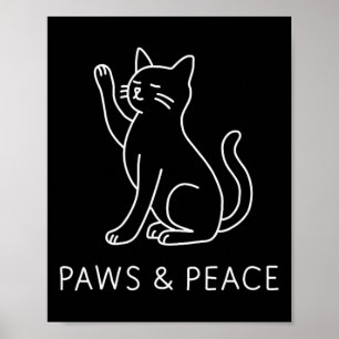 Affiche Chat de yoga en ligne - Motif pattes et paix