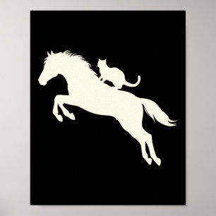 Affiche Chat D'Équitation Silhouette Pour Amoureux des ani