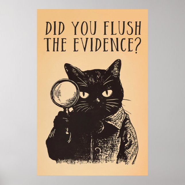 Affiche Chat Détective de Salle de Bain (Devant)