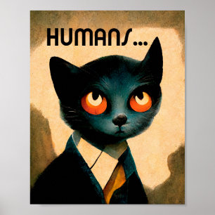 Affiche Chat déteste les humains Art Humoristique Pour A