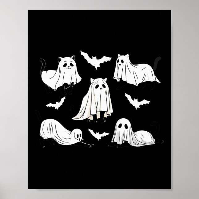 Affiche Chat d'Halloween Chat noir Halloween Chat effrayan (Devant)