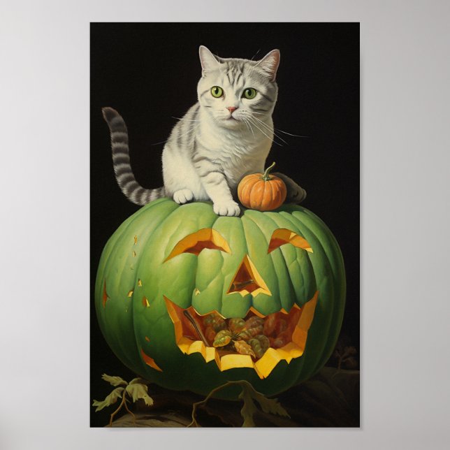 Affiche Chat d'Halloween mignonne (Devant)