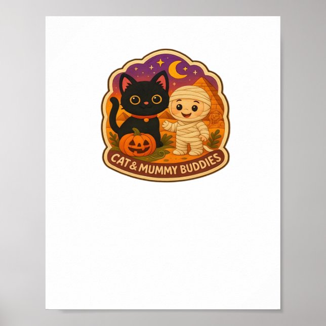 Affiche Chat d'Halloween mignonne et broderie maman Stic P (Devant)