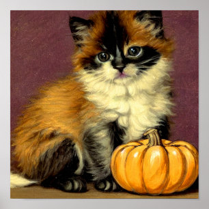 Affiche Chat d'Halloween Ragdoll vintage