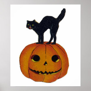 Affiche Chat d'Halloween vintage