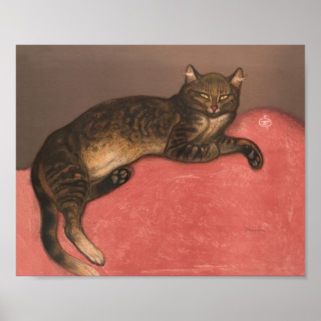 Affiche Chat d'hiver sur Cushion Vintage Portrait de chat (Devant)