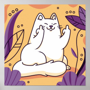 Affiche Chat donnant le doigt