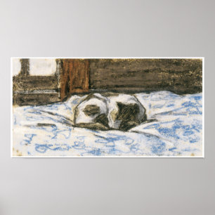 Affiche Chat dormir sur un lit à Claude Monet