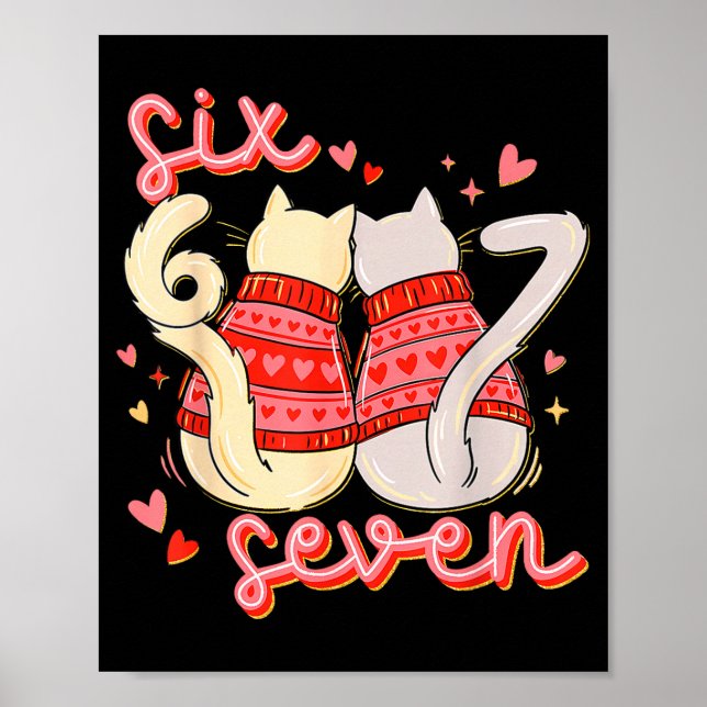 Affiche Chat Drôle 67 Mème Six Sept Langue Gen Alpha Saint (Devant)