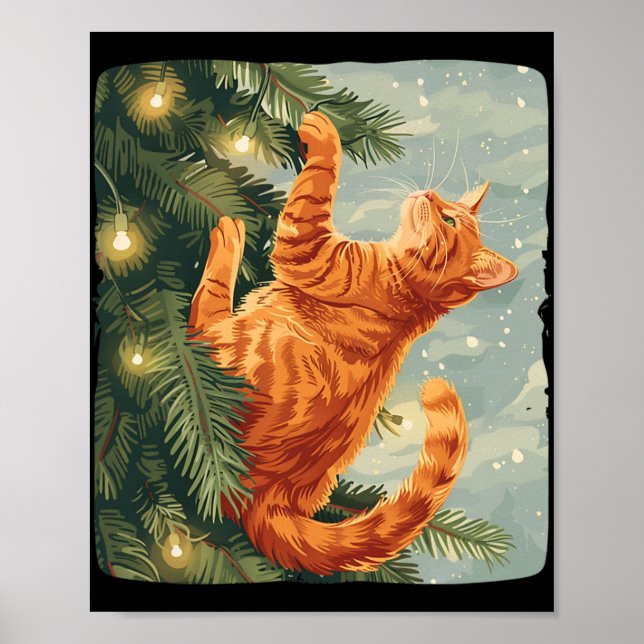Affiche Chat Drôle Avec Arbres De Noël Pour Escalades Chat (Devant)