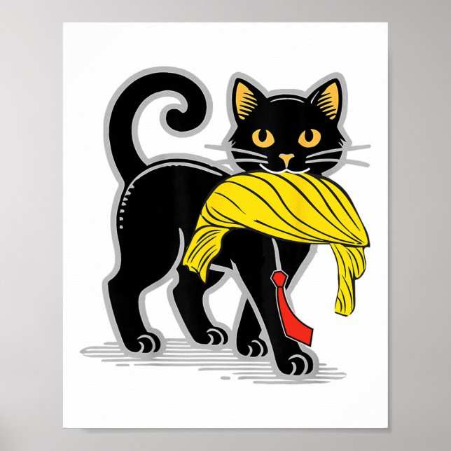 Affiche Chat Drôle Avec Trump Cheveux Us Drapeau Vote Kama (Devant)