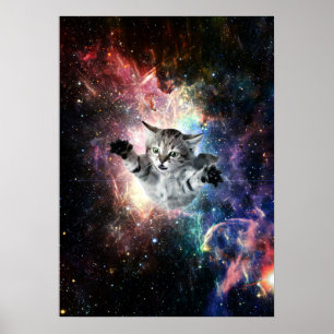 Affiche Chat drôle dans l'espace