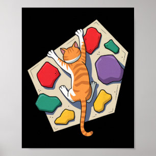 Affiche Chat drôle de bloc – Escalade et amateur de chats