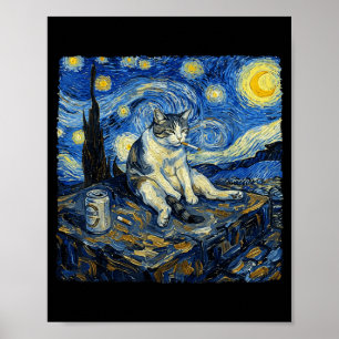 Affiche Chat drôle de chat qui fume Mème pour hommes femme