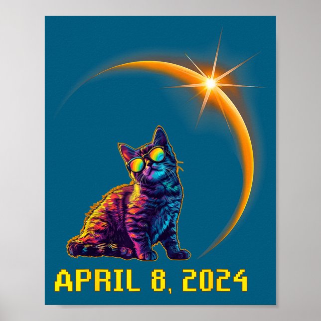 Affiche Chat drôle d'éclipse solaire Éclipse solaire (Devant)