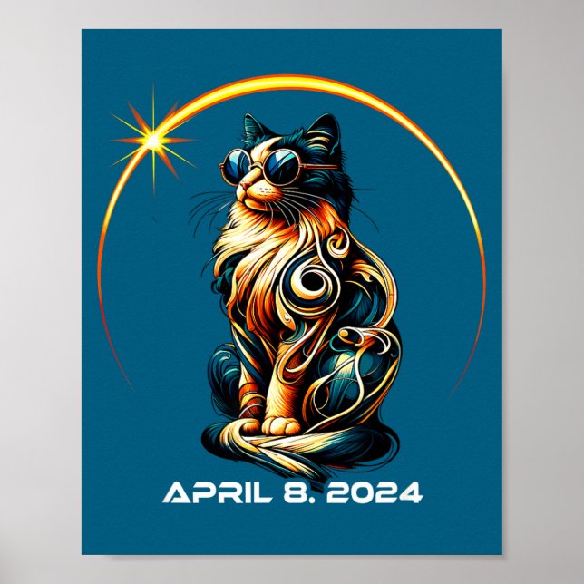 Affiche Chat drôle d'éclipse solaire Éclipse solaire (Devant)