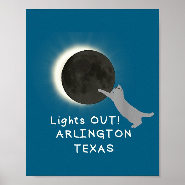 Affiche Chat drôle d'éclipse solaire totale Arlington (Devant)