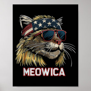 Affiche Chat - Drôle du 4 juillet Drapeau américain Fête d